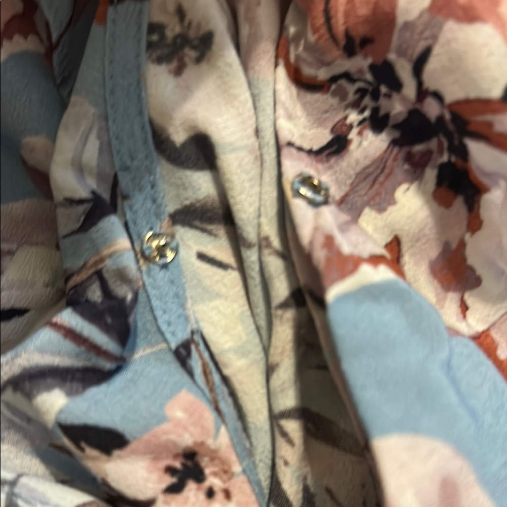 Willow & Clay Floral Ruffle Blouse - Blue and Pink - Picture 4 of 5
